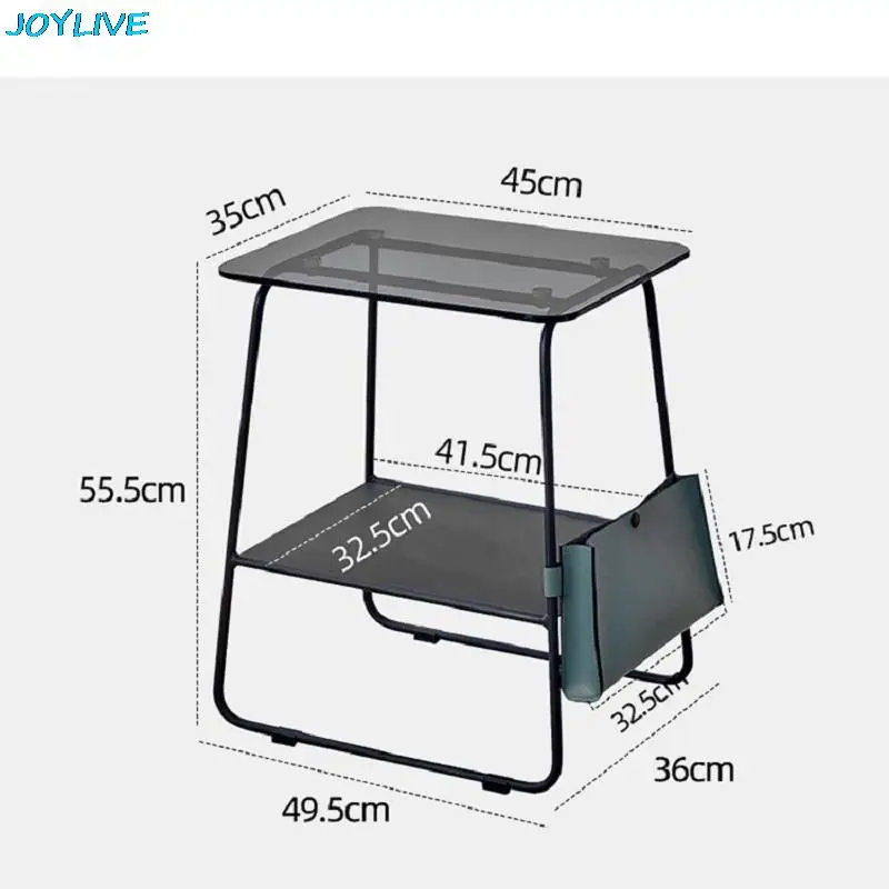 JOYLIVE Meja Samping Sofa Meja Kopi Rak Meja Samping Tempat Tidur Meja Sudut Kaca Logam Lapisan Ganda 2022 Baru Dropshipping