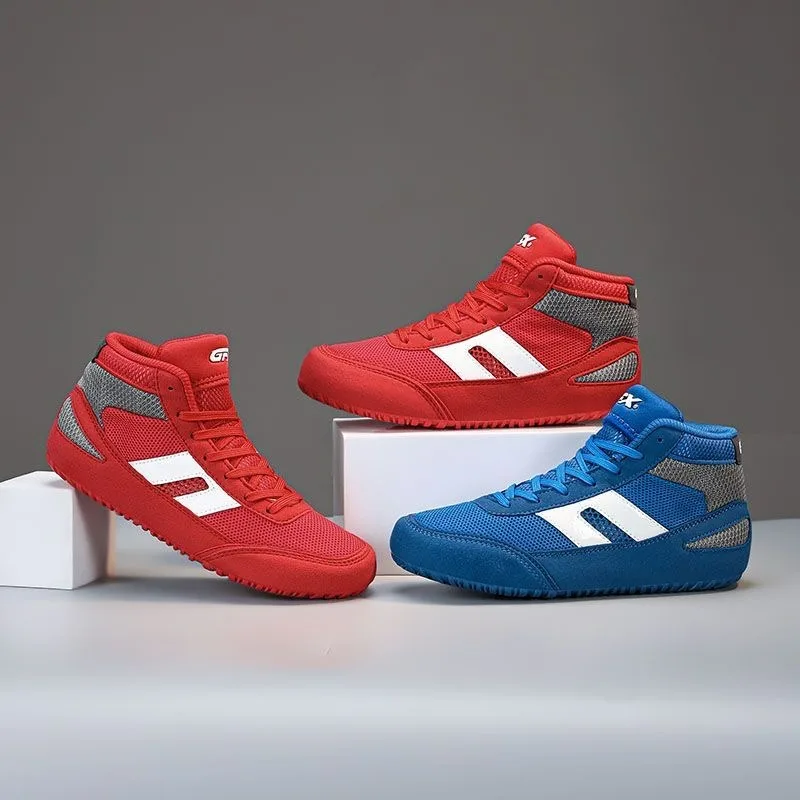 2026 New Wrestling Boots for Men Women Red Blue Boxing Shoe Unisex Mesh Breathable Fighting Boots Youth Anti-Slip Wrestling Shoe