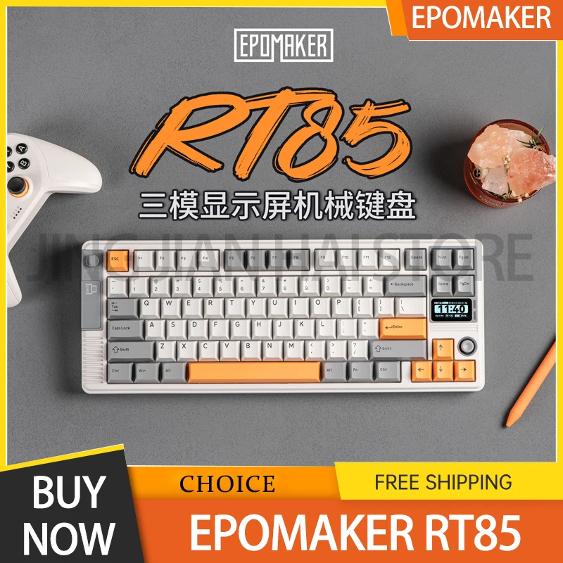 

EPOMAKER RT85 Mechanical Keyboard Customized Wireless Bluetooth Three Mode Display Gasket Hot Plug RGB Game Keyboard