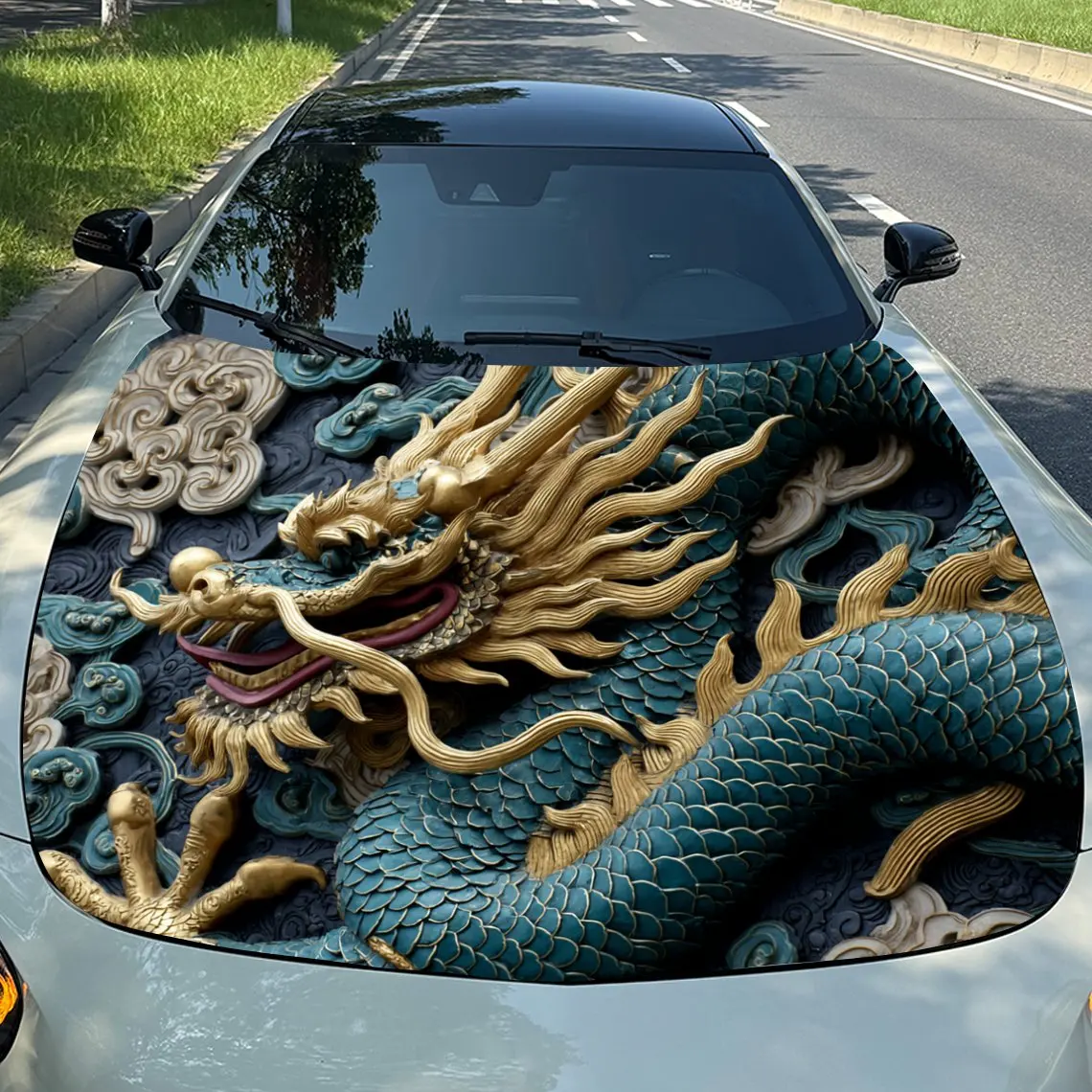 

Chinese Style Qinglong Stickers For Car Hoods, Stickers For Decorating Car Covers, And Vinyl Wraps Suitable For Cars, SUVs And T