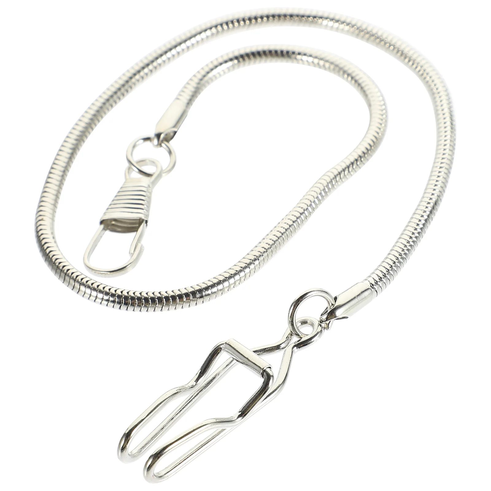 

Metal Alloy Silver Snake Pocket Chain Decor Chain for Pocket Watch Clip Buckle Key Rings Vintage Accessories Men Decor