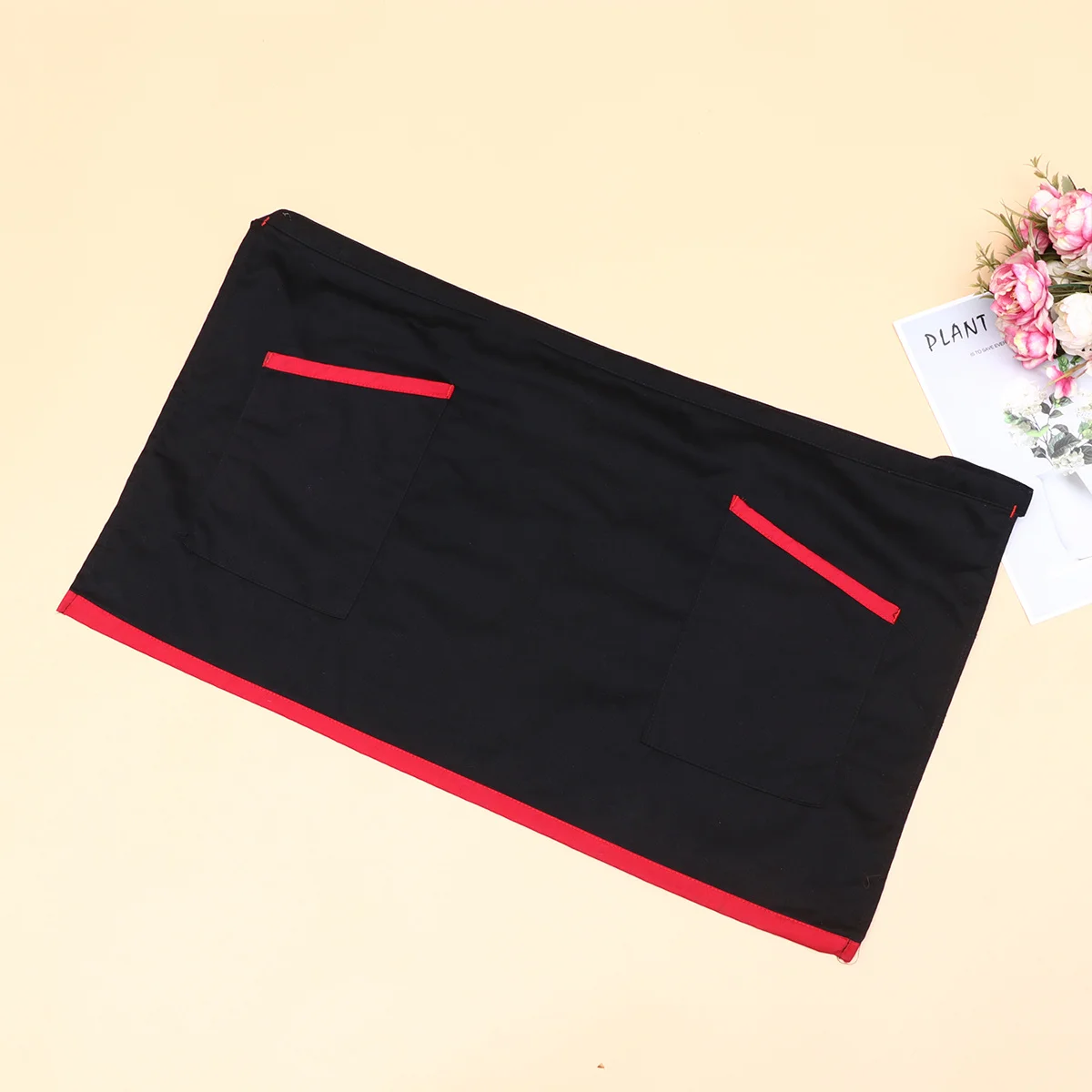 

Unisex Short Apron with Pockets for Cafe Restaurant Use Half-Length Work Apron for Serving Cooking Hotel Kitchen Jobs