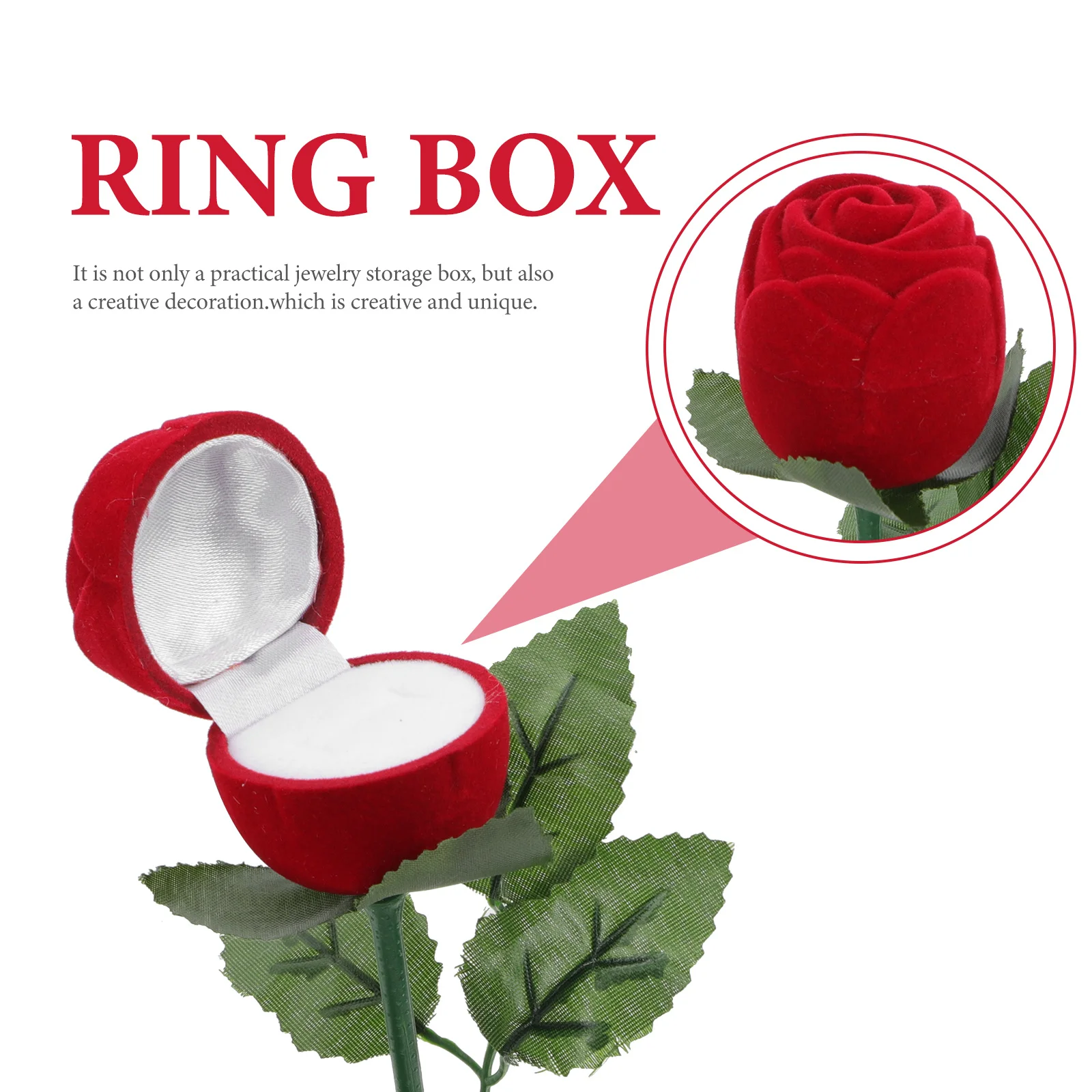 

2Pcs Rose Ring Boxes Compact Durable Delicate Ring Holders Wedding Jewelry Storage Case Valentine Jewelry Case