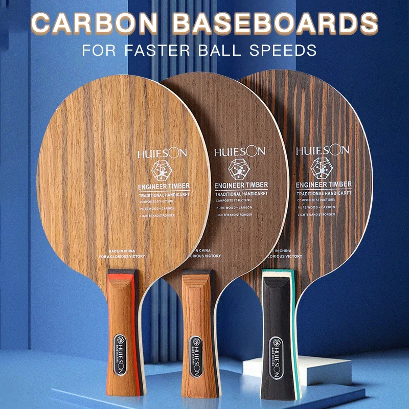 HuIESON Carbon Fiber Table Tennis Racket Blade 5 Ply Wood Ping Pong Blade Base Board 93g FL CS Grip Accessories