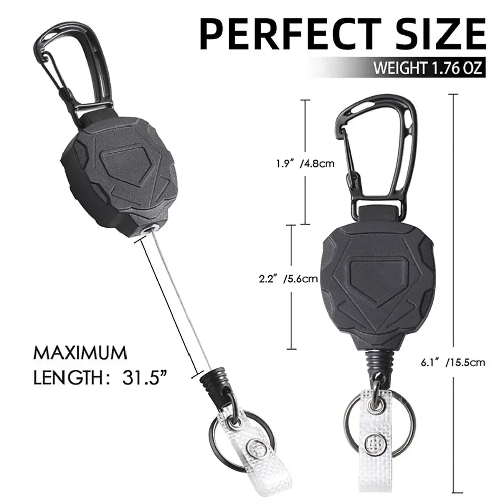 Retractable Carabiner Outdoors Mountaineering Wire Rope Carabiner Stainless Steel Spring Key Chain Belt Back Clip Camping