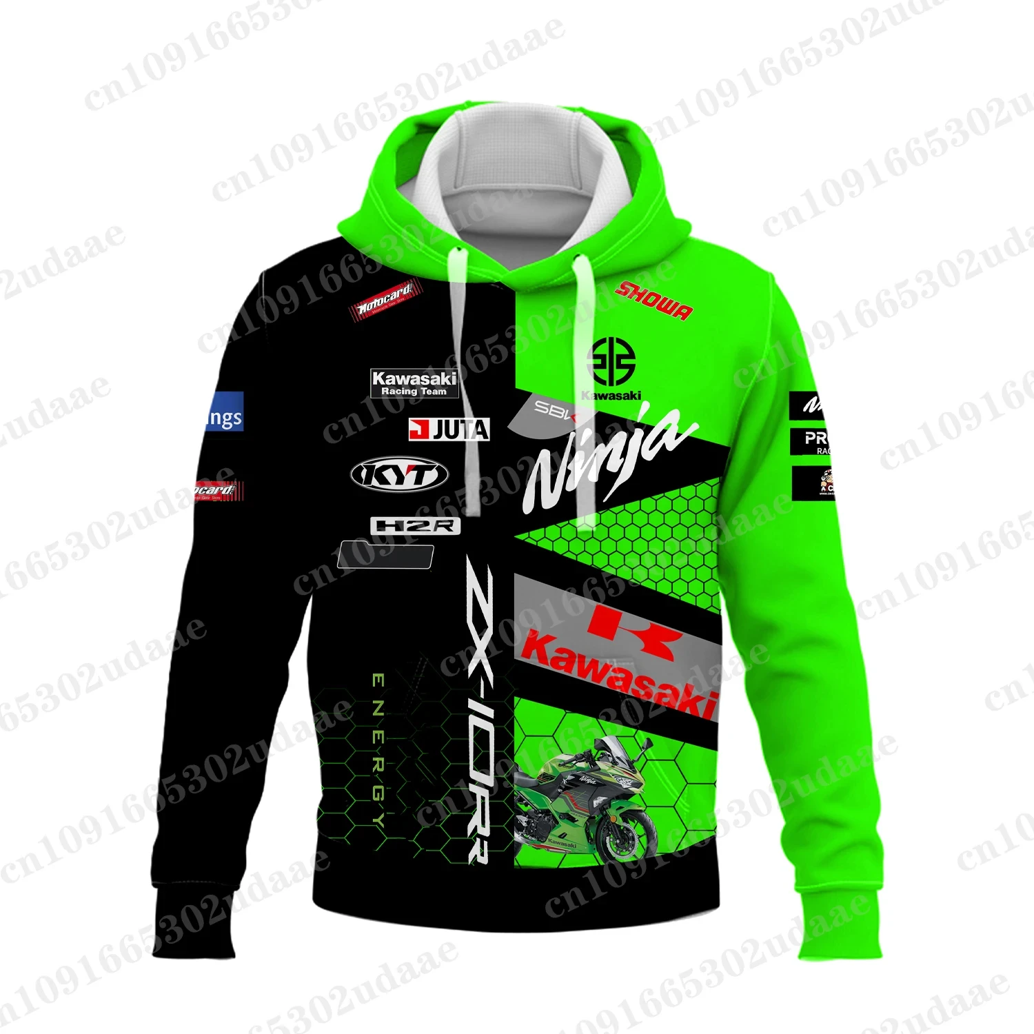 2024 New Kawasaki Team Racing Competition Men\'s and Women\'s Extreme Sports Enthusiasts Fashion Hooded Sweatshirt