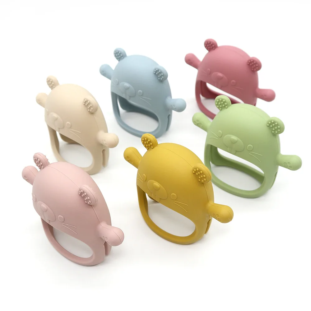 1 st Bijtring Speelgoed Voor Baby Armband BPA Gratis Leuke Cartoon Dier Siliconen Ring Tandjes Handschoen Voor Baby Accessoires Pasgeboren Speelgoed