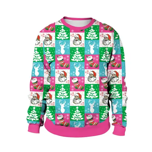 Men Women Llama Ugly Christmas Sweatshirt 3D Funny Print New Year Eve Xmas Sweater Couples Pullover Holiday Party Jumper Tops - Image 14
