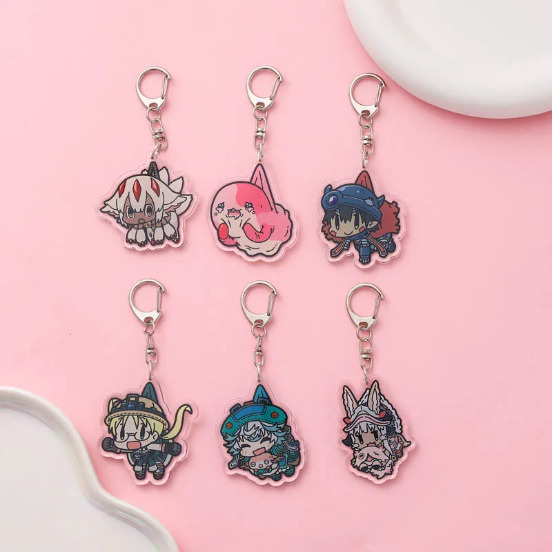 Anime Made in Abyss Acrylic keychain accessaries Cartoon funny Bag Pendant cute creative charm Car Keyring Friends Fans Gifts