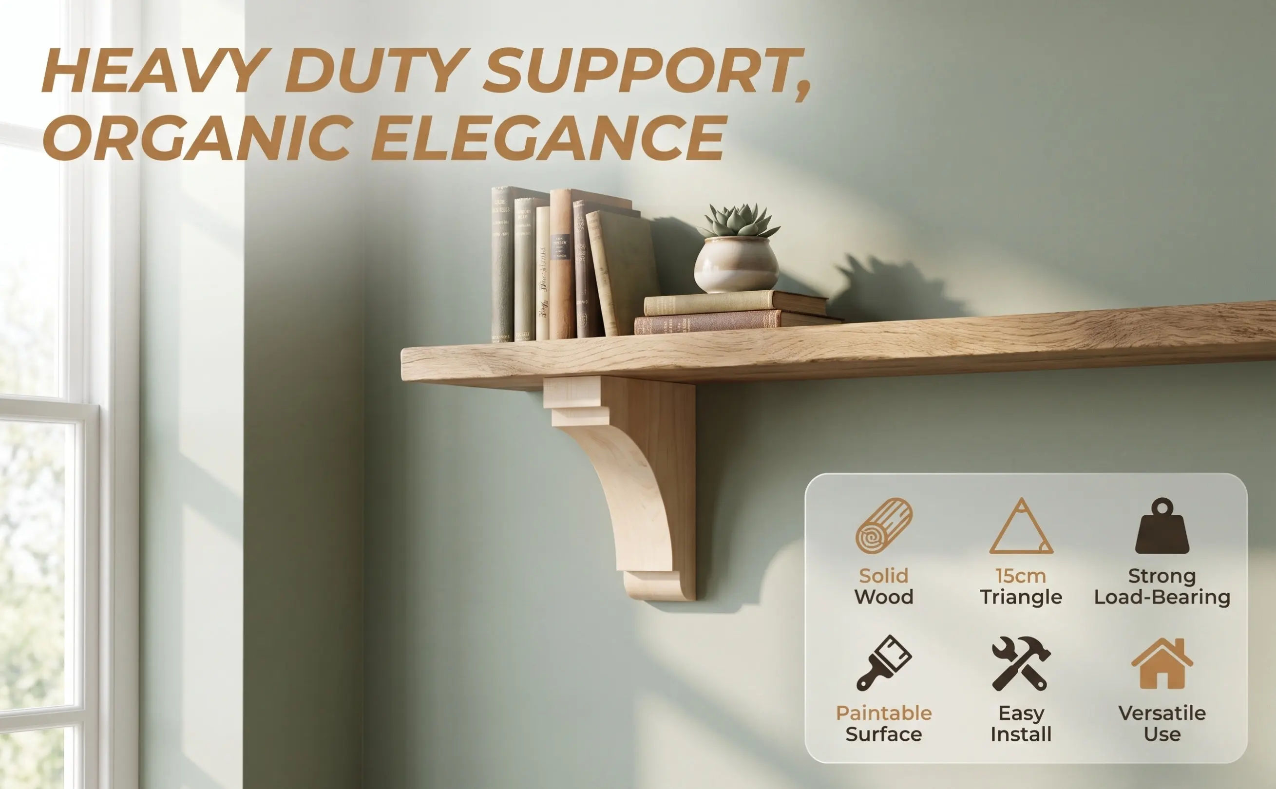 Triangular Shelf Brackets Wood Corbels Rustic Support Brackets Unfinished Paintable Floating Shelf Support for Kitchen Cabinet