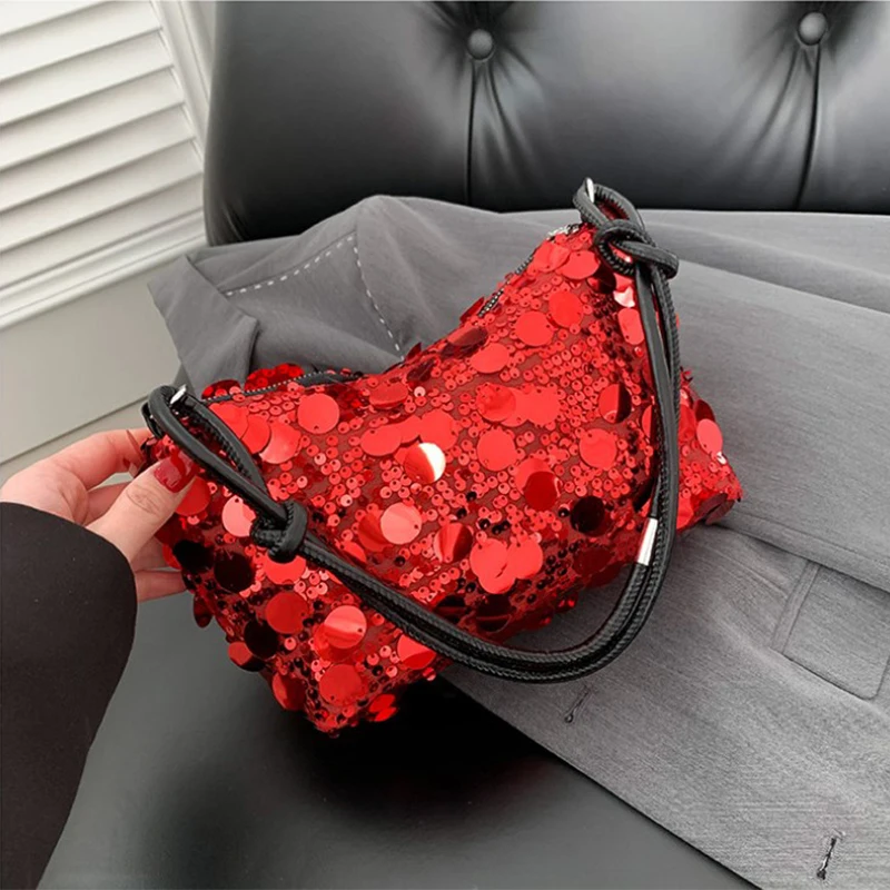 Solid Color Sequins Crossbody Bags Fashion Korean Style INS Sequins Shoulder Bags Phone Purse Handbag Evening Clutch Bag Girl