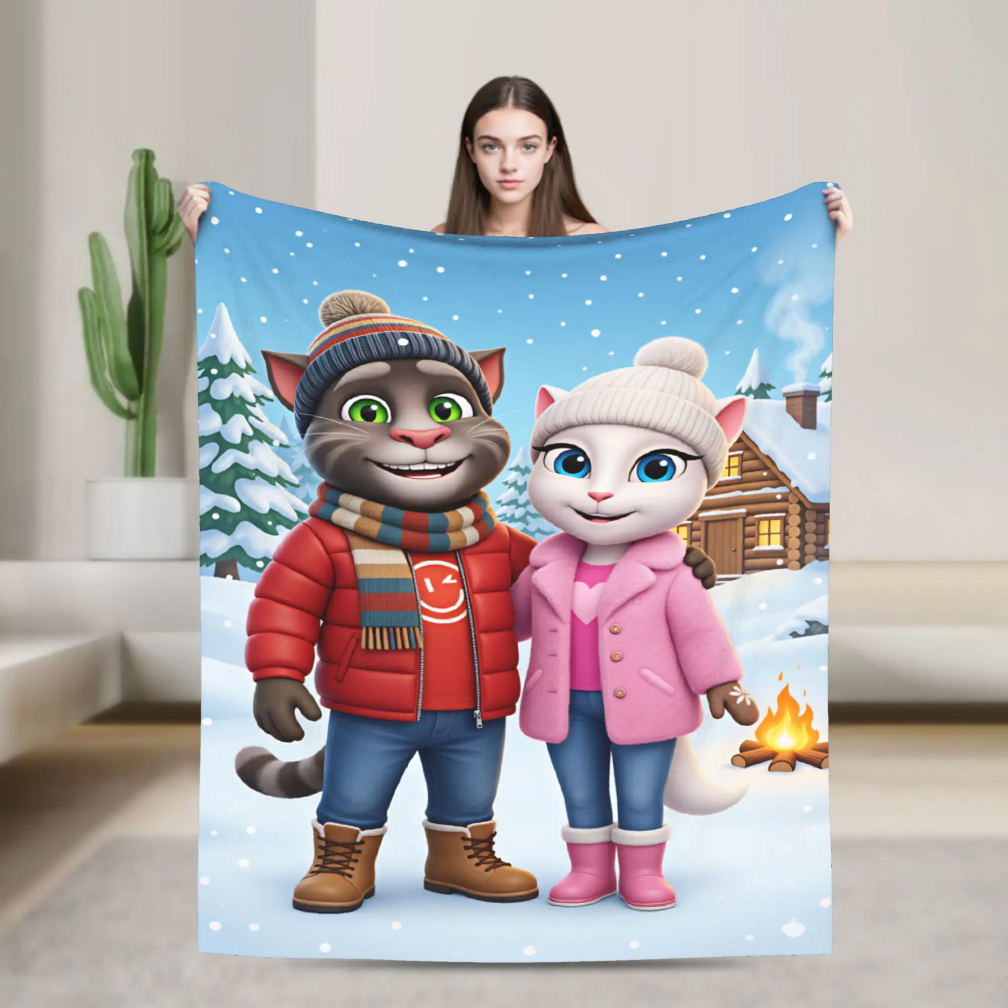 Game T-Talking T-Tom And F-Friends Blanket  Camping Flannel Throw Blanket For Couch Warm Soft Custom DIY Quality Bedspread