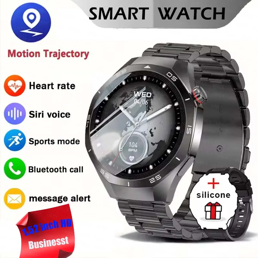 

1.52 HD New For Android ios Smart Watches Men Screen GPS Motion Trajectory Heart Rate Bluetooth Calls SmartWatch Waterproof 2026