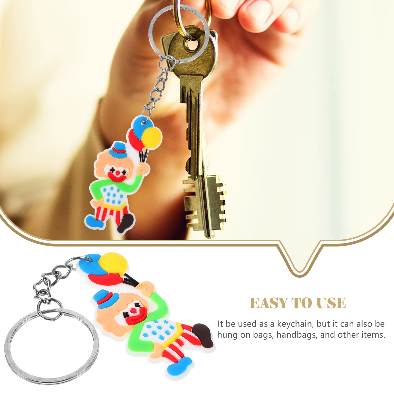 12 Pcs Clown Keychain Ring Cute Accessories for Keyrings Purse Pendant Backpack Bags Keychains Women