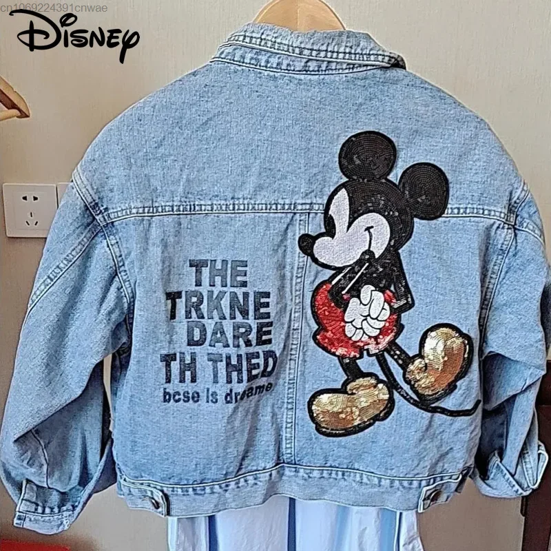 Disney Mickey Mouse Embroidered Denim Coat Youthful Woman Clothes Korean Stylish Hip Hop Top Trend Bomber Jacket Outerwears Yk2