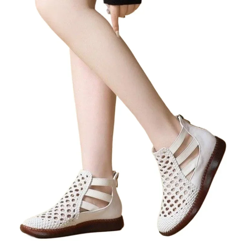 Round Toe Thick Sole Sandals Women Summer 2024  Hollow Out Sandals for Women Orthopedic Sandals Comfort Woman