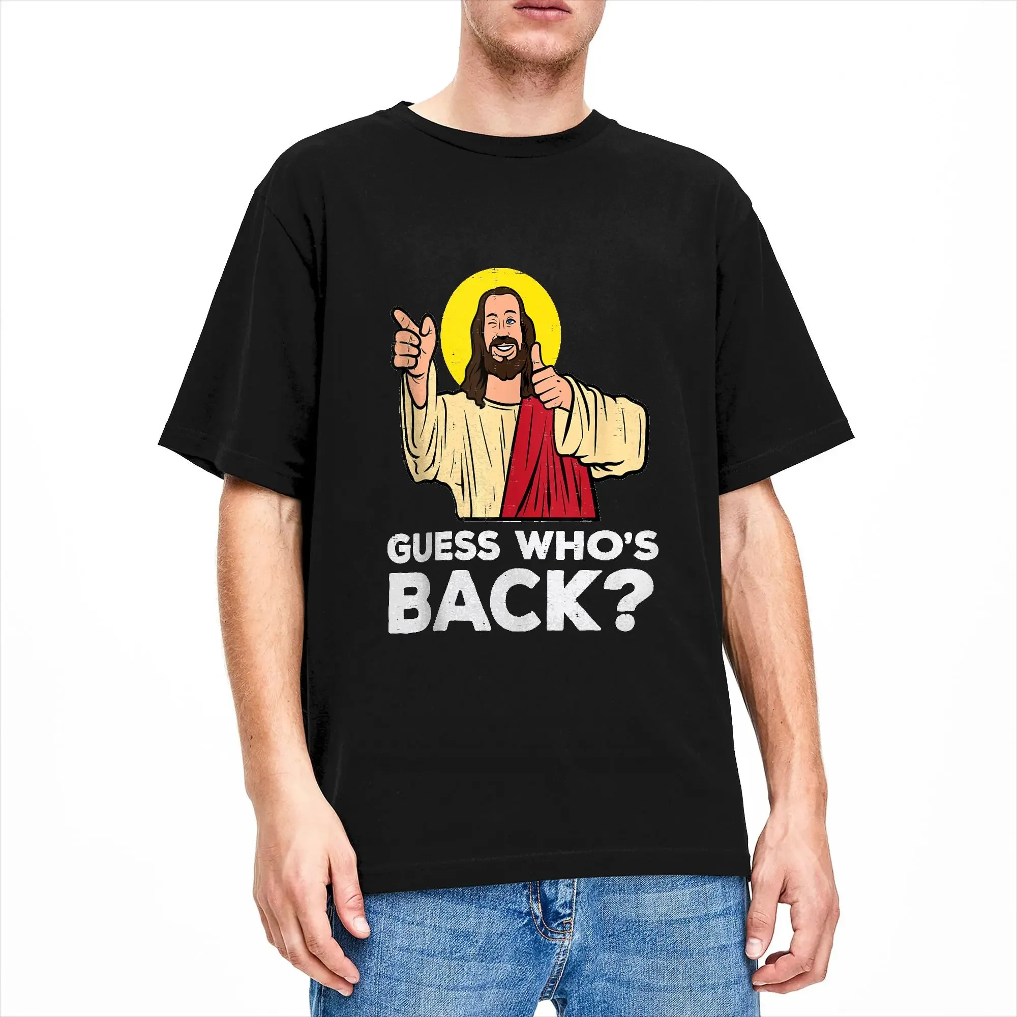 Easter Guess Whos Back Jesus Funny Religious T-Shirt Summer Trending T-Shirts Men Cotton O Neck 4XL 5XL Clothing Streetwear Tops