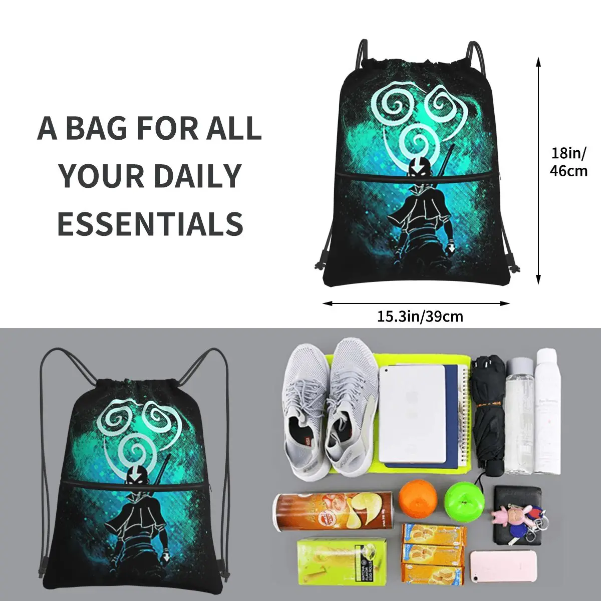 The Last Paintbender Team Avatar Ultimate Backpacks Drawstring Bag Drawstring Bundle Pocket Shoes Bags For School Students