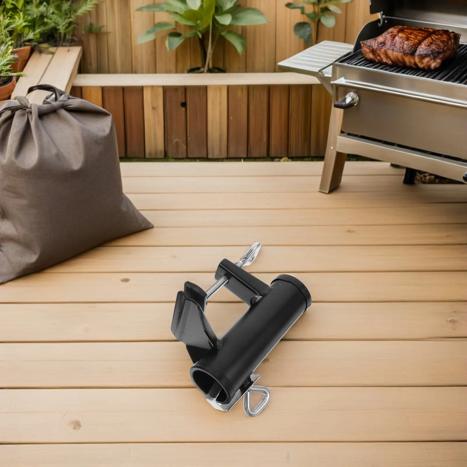 2Pcs Outdoor Umbrella Fixed Clip Heavy Duty Iron Clamp for Balcony Patio Deck Table Holder Weather Resistant