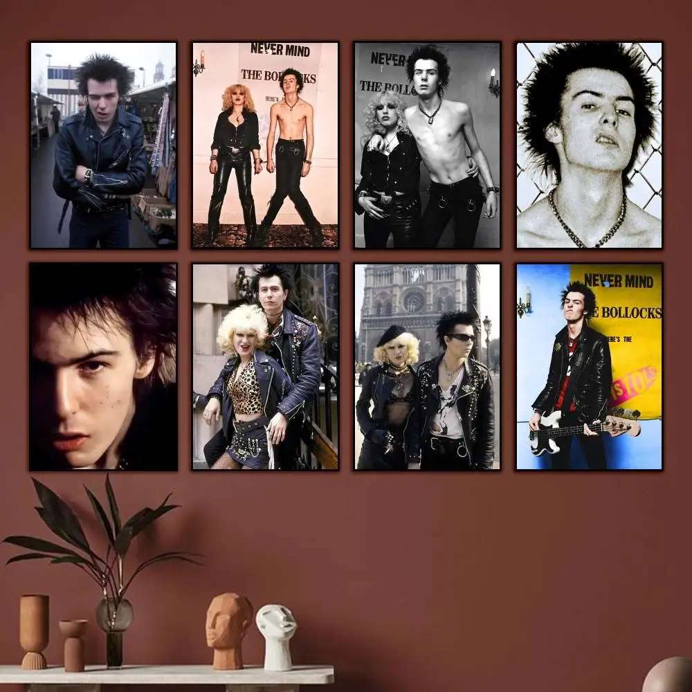 S-Sid Vicious Retor-Punk Poster Wall Art Print Decorative Mural Home Decor Gift Unframed Customizable