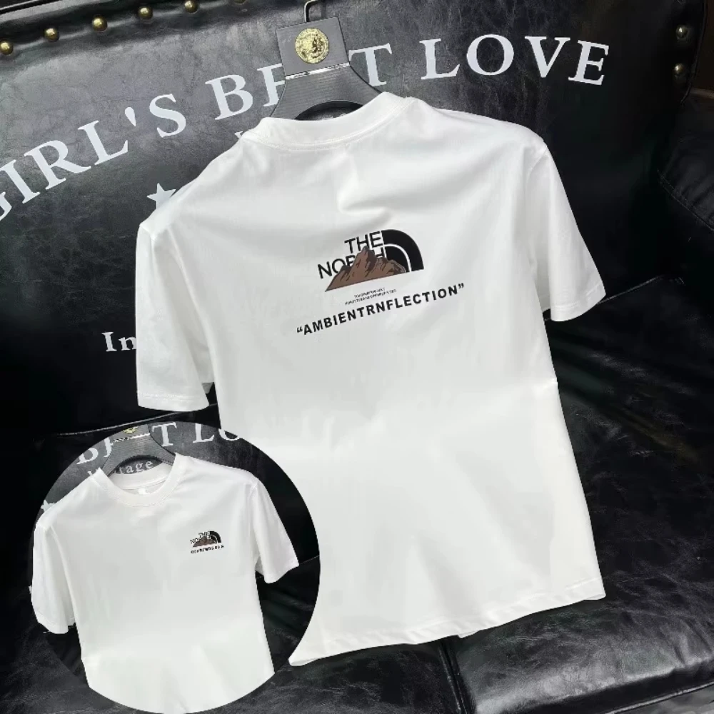 2026  New pure cotton men's high-end printed short-sleeve T-shirt new summer round neck men's T-shirt
