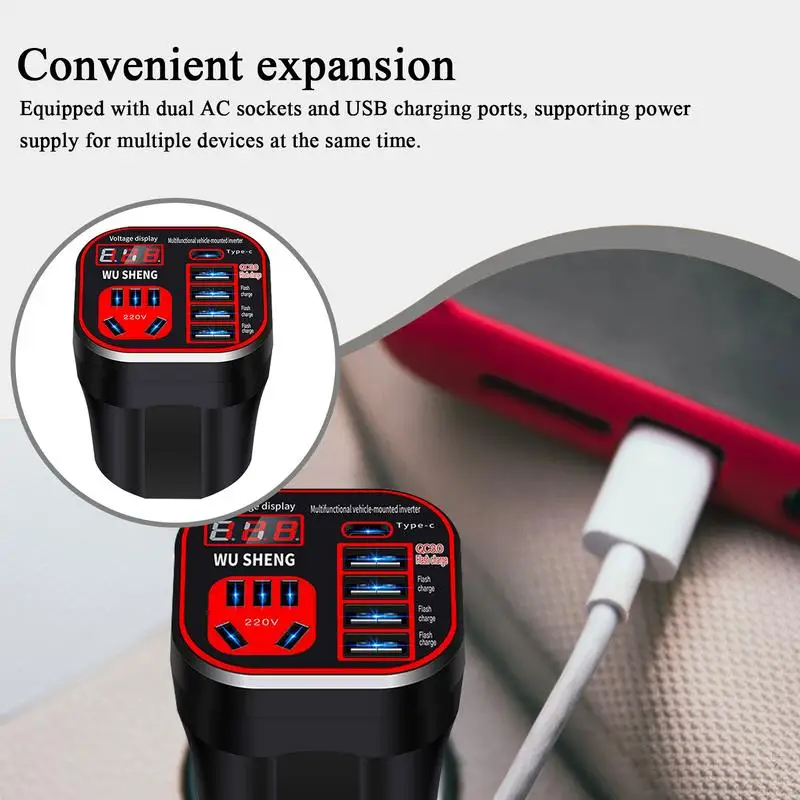 

Car Converter Cup Holder Inverter For Cars Cell Phone Automobile Chargers Auto Electronics Accessories Vehicle Outlet Adapter