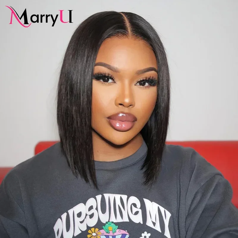 

MARRYU Hair Ready To Wear And Go Glueless Wig Bob Wig Human Hair Straight 4x4 Pre Cut HD Lace Glueless Wigs Pre Plucked Wig