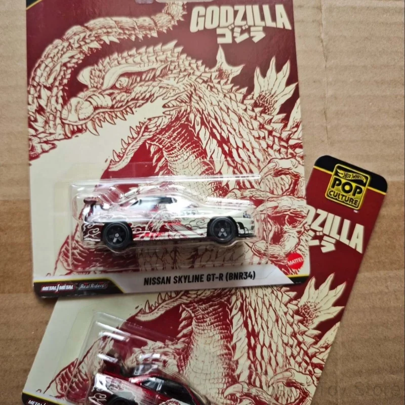 Hot Wheels Hxd63 Premium Pop Culture Series Godzilla Collaboration Nissan Skyline Gt-R (Bnr34) 1/64 Alloy Car Model Cast Gift