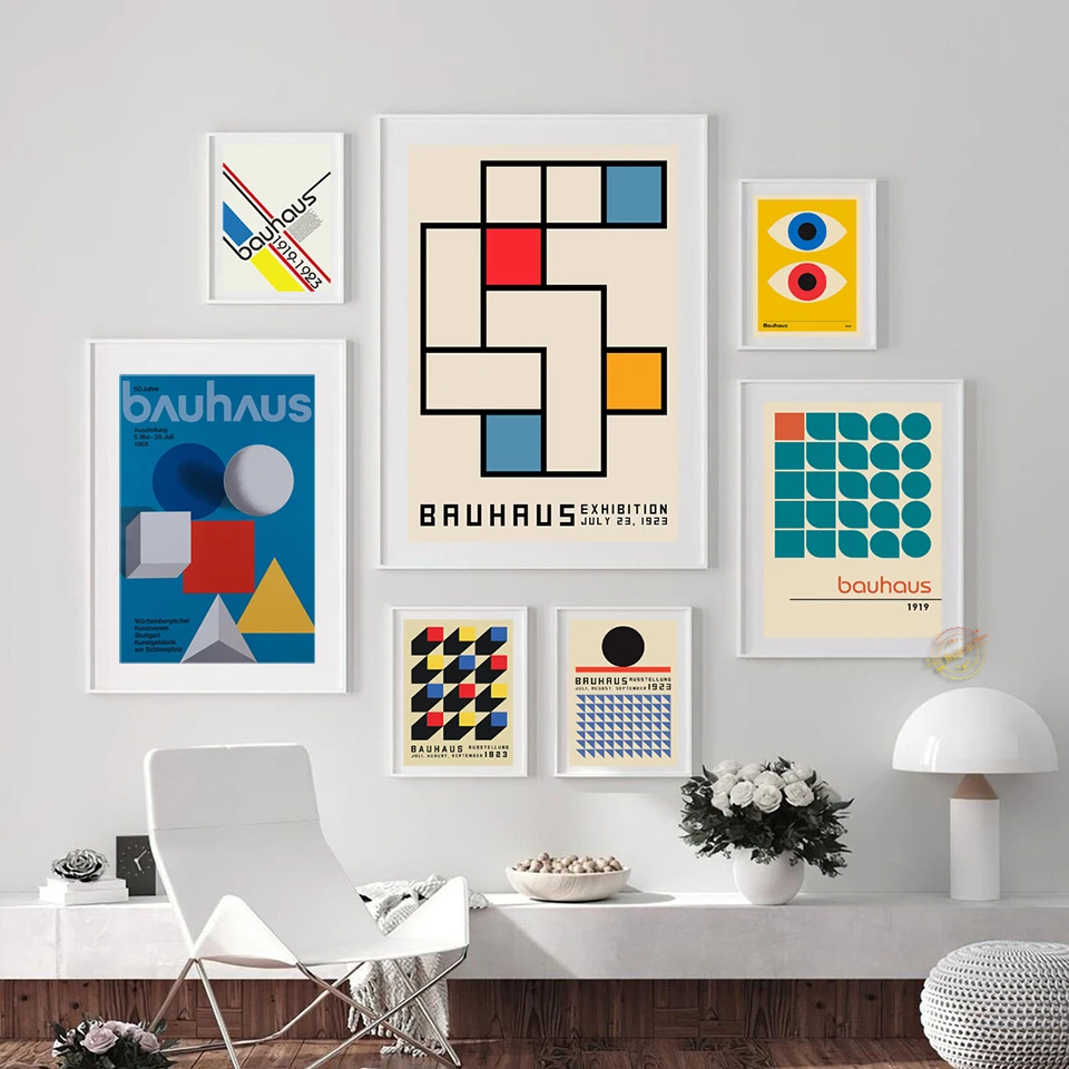 Abstract Simple Geometric Line Art Bauhaus Fashion Retro Exhibition Poster Canvas Paintings Wall Art Pictures Home Decor