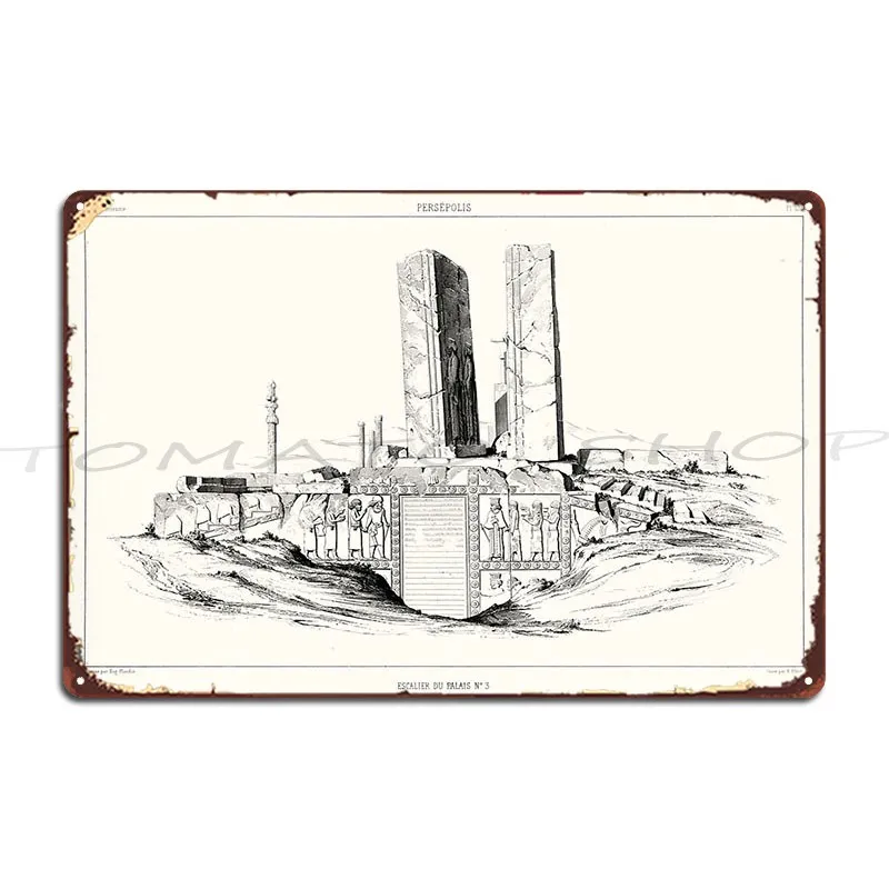 White Columns Of Gediminas Ionic Doric Tuscan Corinthian Column Bases Ruins Of Persepolis Metal Sign Poster