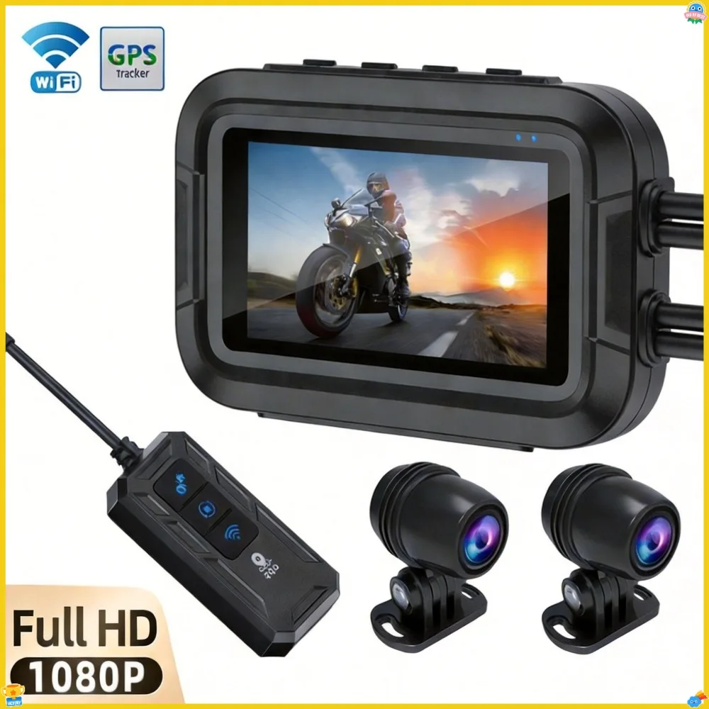 

Мотоциклетный видеорегистратор 1080P HD с двумя камерами, Wi-Fi, GPS, водонепроницаемый, с функцией круглосуточного мониторинга парковки