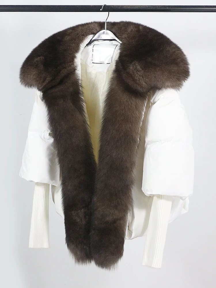 Lose Natürliche Echt Fox Pelz Kragen Mantel Dicke Neue Europäische Mode Weiße Ente Unten Jacke Winter Frauen Warme Luxus Oberbekleidung – Detail 4