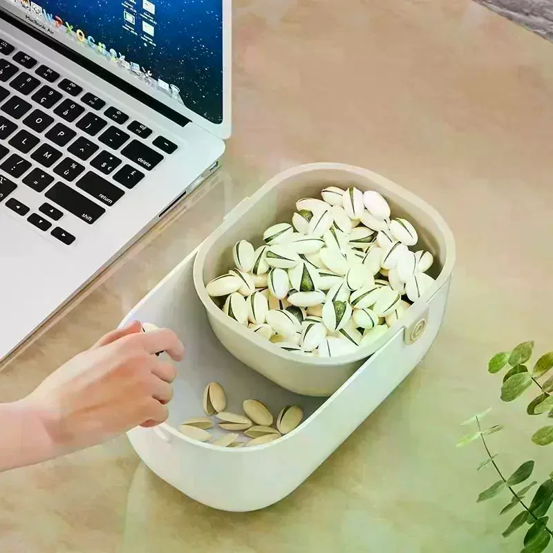 Double Layer Drain Basket Snacks Dried Fruit Box Thickened Household: 1 PCS Plate Kitchen Tray