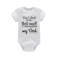 Don't Look At Me. That Smell Is Coming From My Dad Print Baby Rompers Short Sleeve Newborn Clothing Infant Rompers Toddler Cloth 4