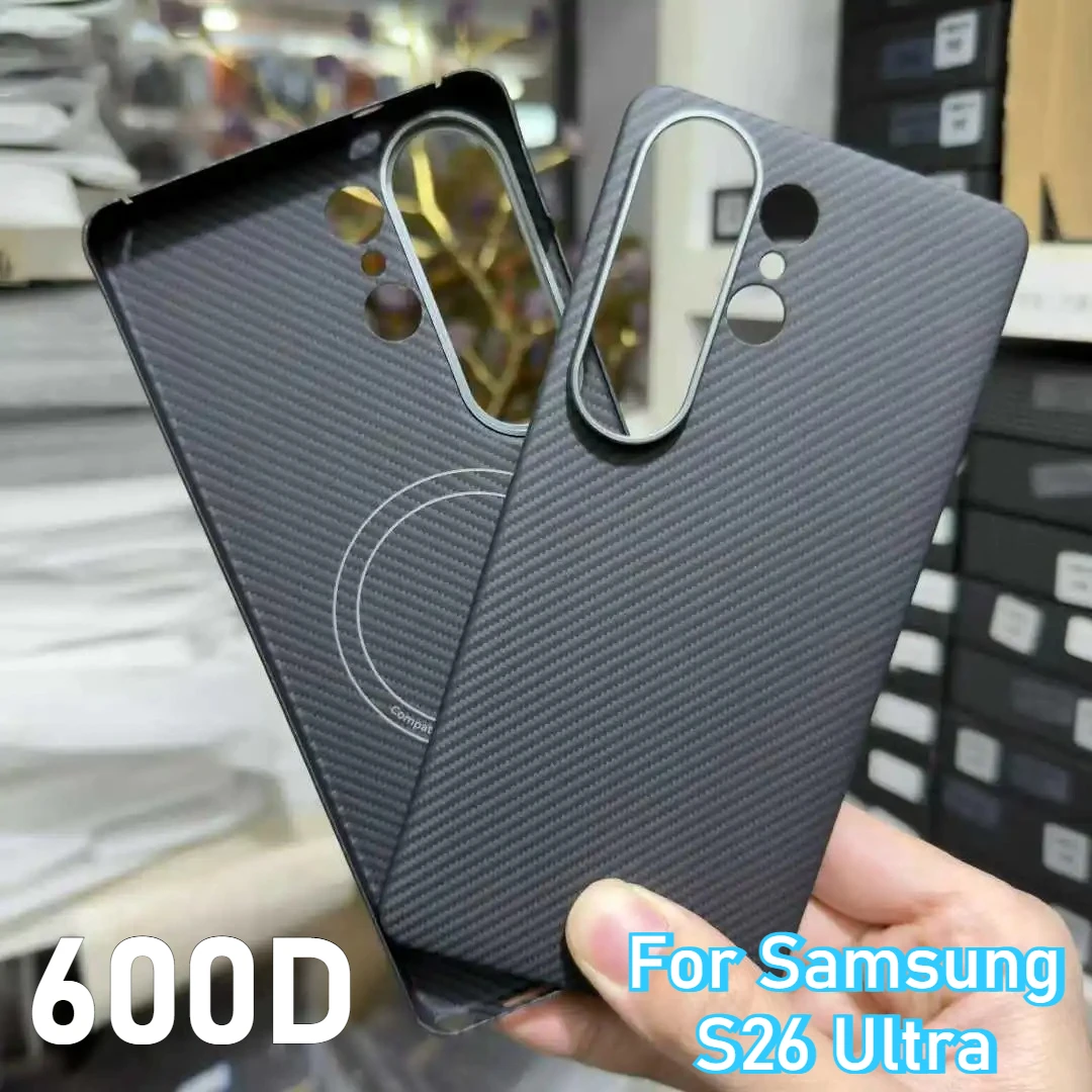 

600D Real Carbon Hard Case for Samsung Galaxy S26 Ultra for Magsafe Magnetic Wireless Charging Kevlar Aramid Fiber Protect Cover