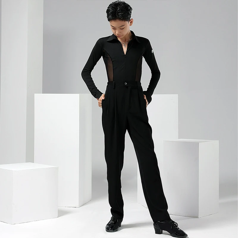 Children Latin Dance Performance Costume Boy's Standard Ballroom Dancing Shirt Cha Cha Waltz Dancer Competition Clothing VBH1691