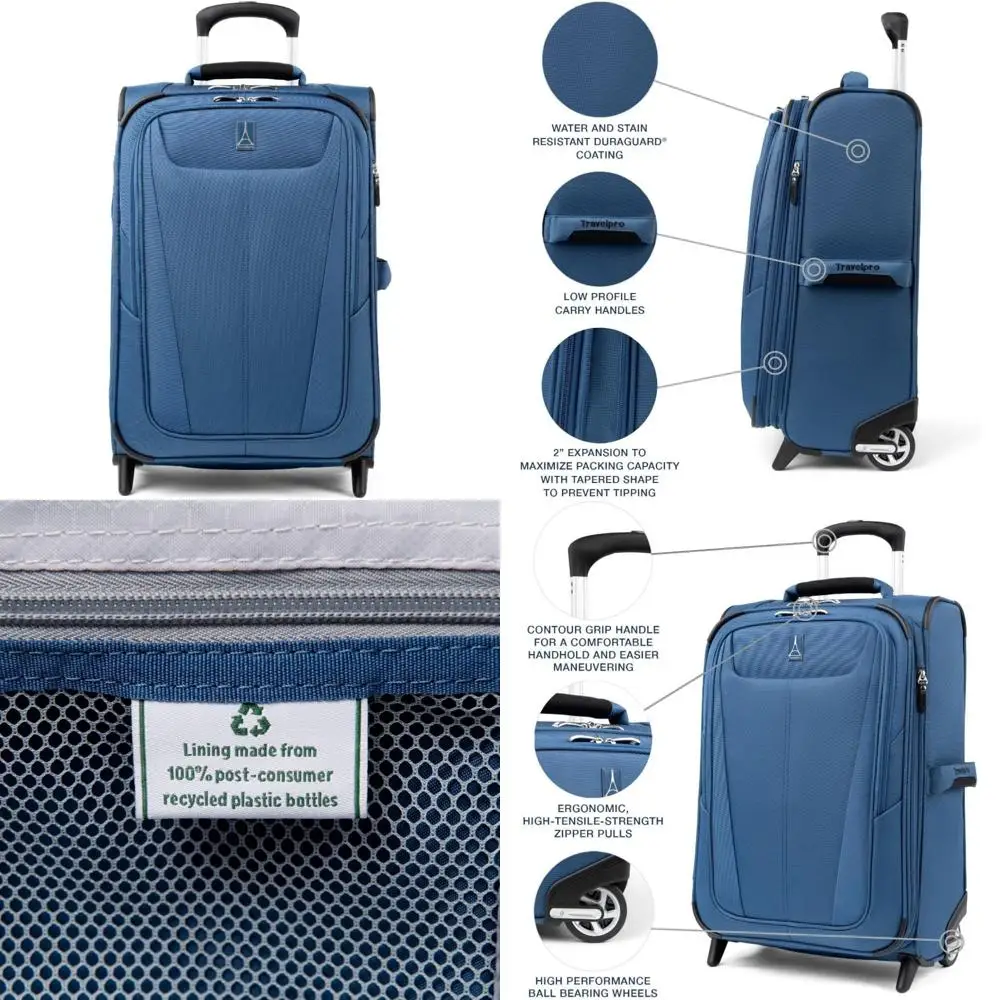 

Легкая расширяемая вертикальная 2-колесная ручная кладь, унисекс, синий, идеально подходит для путешествий и бизнеса