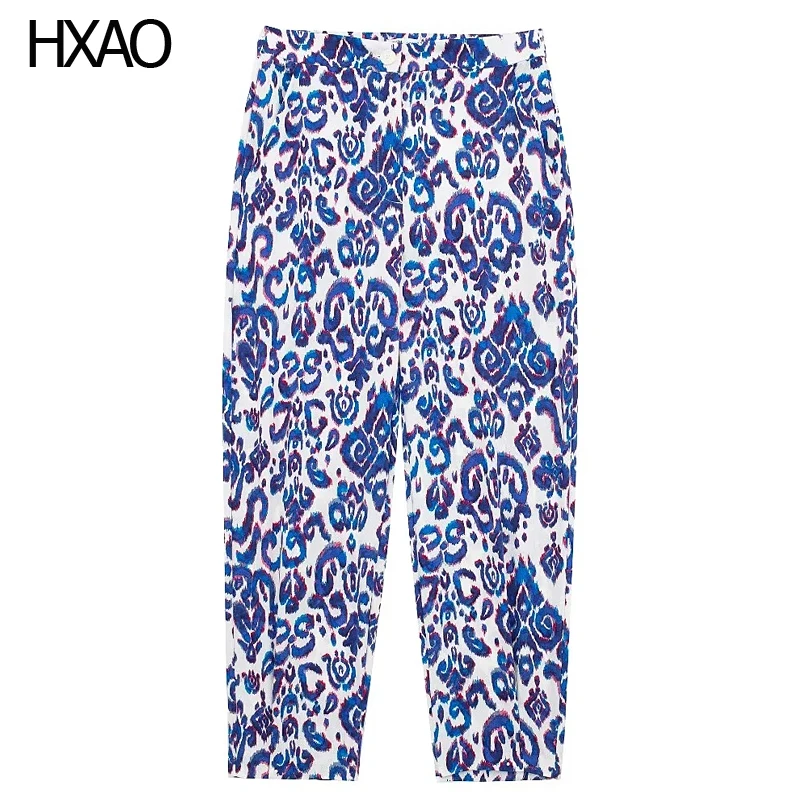 

HXAO Print Pants Women's Pants Harem Pants TRAF High Waist Pants Spring Slacks Floral Baggy Pants Fashion Trousers Streetwear