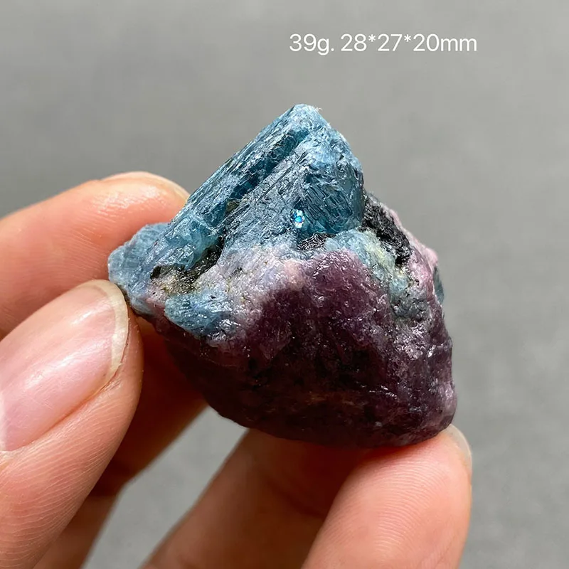 100% natural ruby and aquamarine crystal raw stone ore specimens Collection