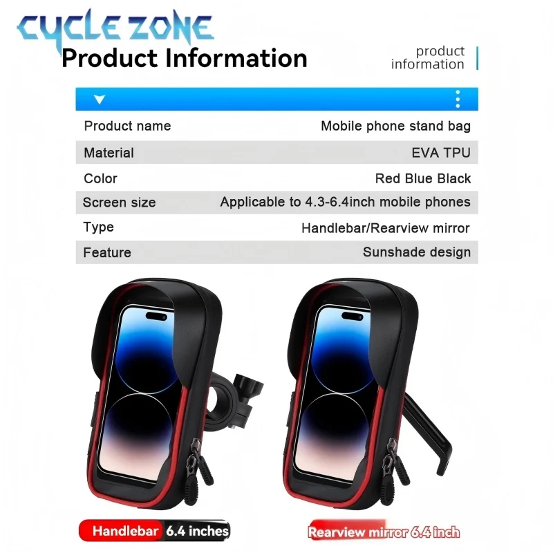 2 in 1 Bicycle Phone Holder Bag 360° Rotation Motorcycle Front Frame Phone Bracket Bike Bags Easy to Install Smartphone Bracket