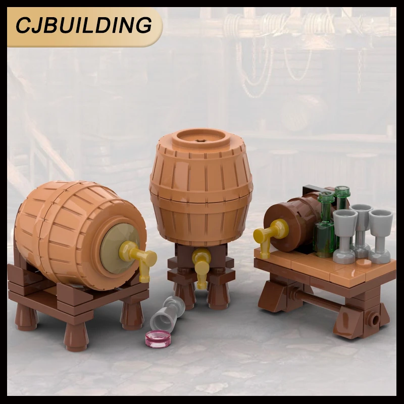 Medieval Military War Wine Barrel Wine Glass Tavern Compatible Figures Building Blocks Toys For Children Boys Gifts MOC-122056