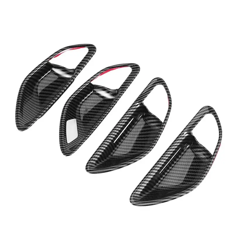 A76T-Carbon Fiber Car Door Handle Bowl Cover Trim For Mercedes Benz C E GLC Class W205 X253 GLC260L E3000L C200L 15-21 LHD