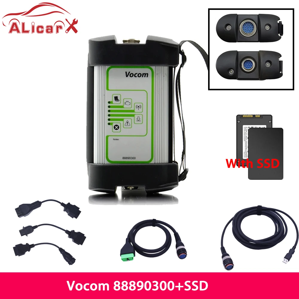 Best Quality Vocom 88890300 Interface Duty Truck Diagnosis OBD2 Scanner PT V2.8 for Ren-ault/UD/Mack Diagnostic Tool With SSD