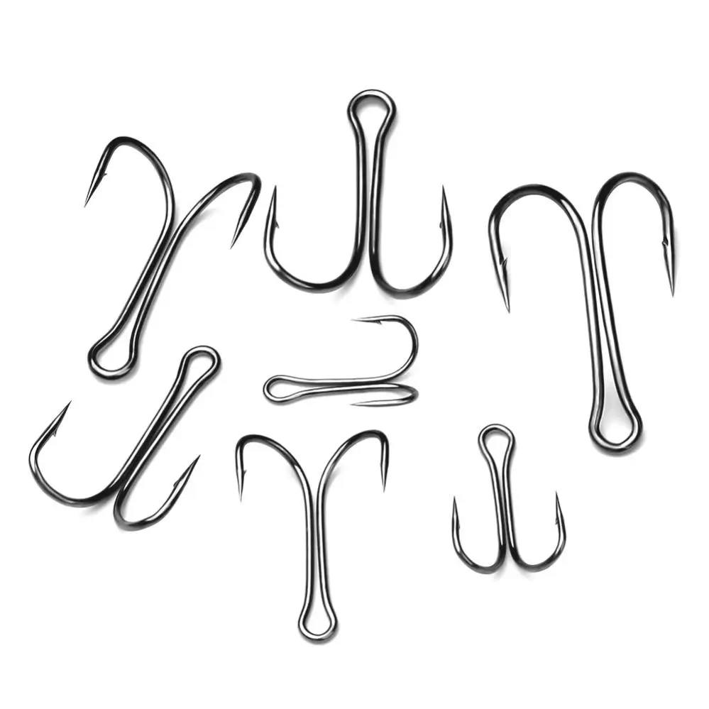 50pcs/set Serviceable High Carbon Steel Double Fishing Hooks, 1# 2# 4# 6# 8# Classic Frog Hook