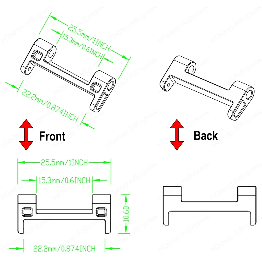 2pcs Adapter Connector for T92 Smart Watch Band Connectors Replacement Watchband Wristband Adapter Black Watches Accessories