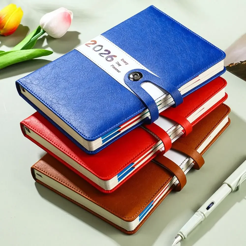 Портативный планировщик книг формата А5 2026, напоминание, текстурированный ежедневник из искусственной кожи, список дел, расписание, офисные школьные принадлежности