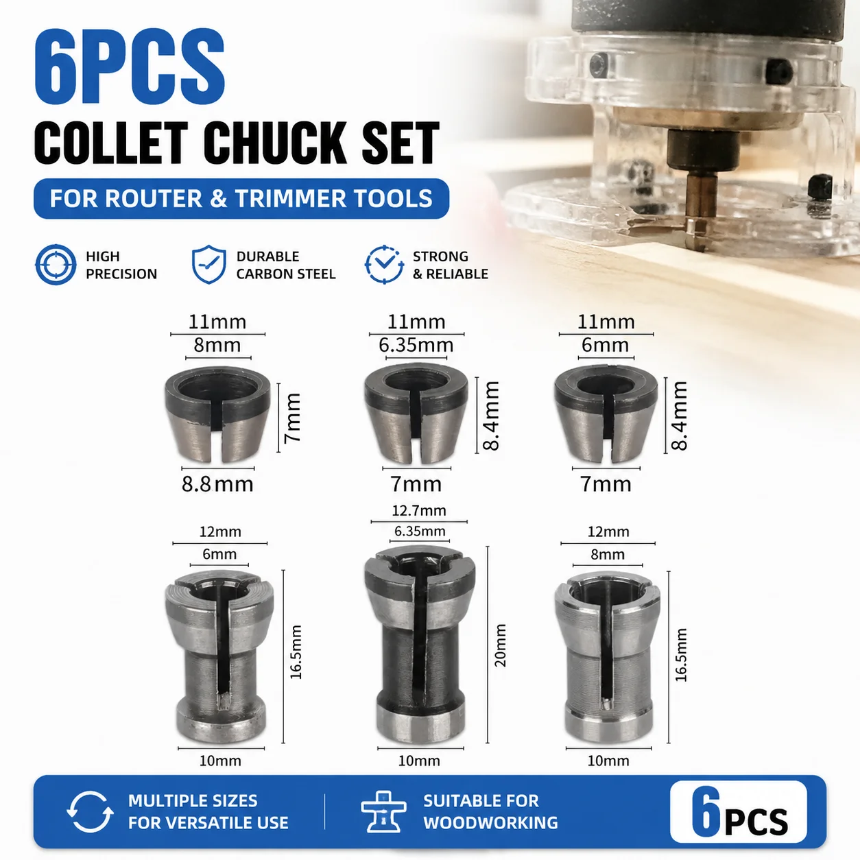 8/3 stücke 6mm 6,35mm 8mm Welle Hülse Router Bit Holz Fräser Für Holz Bit Planfräser hartmetall Cutter Ende Mühle