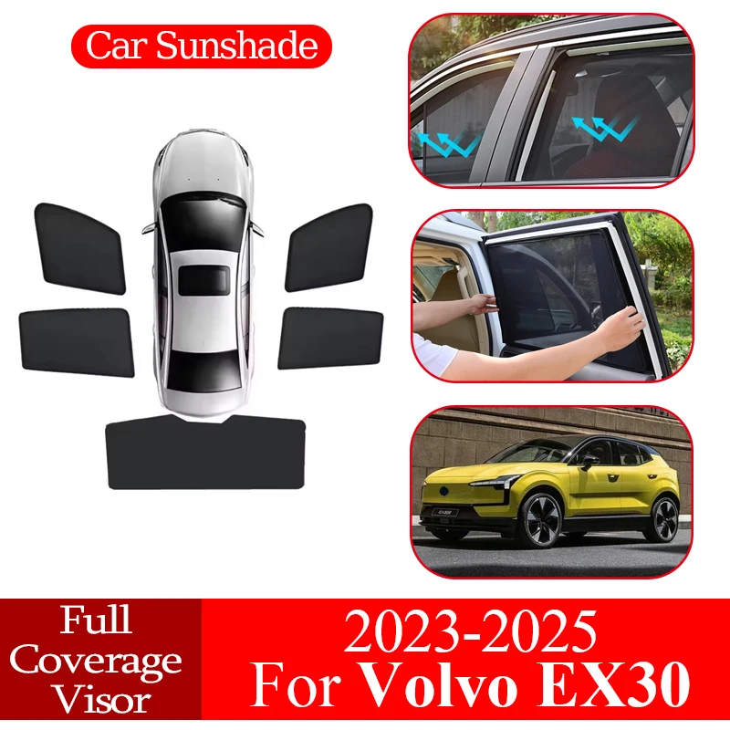 

Автомобильные солнцезащитные козырьки с магнитной сеткой для Volvo EX30 2023 2024 2025, анти-УФ-защита автозапчастей, солнцезащитный козырек, аксессуары для защиты конфиденциальности