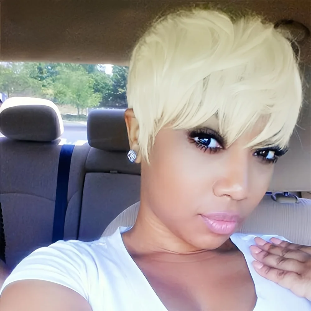 

Pixie Cut Wig Short Straight Human Hair Wigs For Women Full Machine Made Wig
