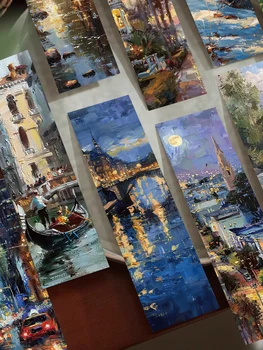 30 adet yağlıboya Manzara Imleri Okuma sayfaları Kitap ayraçları Öğrenci kırtasiye kağıt kartı sayfa dekorasyon yer imleri